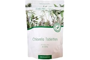 VivaNutria Chlorella Tabletten 500g | 2500 Presslinge | 100% reine Algen-Tabletten ohne Zusätze | 3-Monats-Packung | hochdosiert | Zip-Beutel | vegan