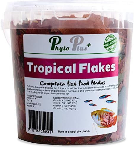 Phyto Plus Aquarium Tropical fish food flakes 2.5 Litre Bucket complete fish flake