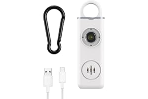 Ankilo Osobisty alarm, kieszonkowy, breloczek do kluczy ze stroboskopem LED, sygnał błyskowy LED, alarm paniczny 130 dB, alarm pikantny, samoobrona, alarm awaryjny dla całej rodziny, biały