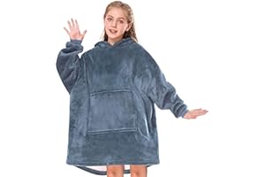Gentlewarm Blanket Hoodie for Kids, Oversized Blanket Hoodie for Girls Boys, Wearable Blanket Hoodie Sweatshirt, Super Soft Sherpa Fleece Dressing Gown Throw Hooded Rob with Pocket