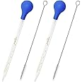 2Pcs 5ml Glass Pipette Dropper with Clean Brush and Clear Scale, Transparent Lab Liquid Transfer Dropping Pipettes with Rubber Suction Ball Use For liquid Essential Oil Laboratory Chemical