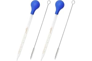 HXMJIED 2Pcs 5ml Glass Pipette Dropper with Clean Brush and Clear Scale, Transparent Lab Liquid Transfer Dropping Pipettes with Rubber Suction Ball Use For liquid Essential Oil Laboratory Chemical