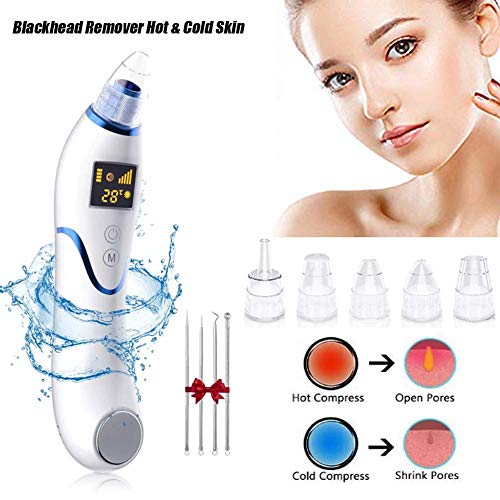 Slopehill - Aspiradora de poros para eliminar puntos negros, recargable, eléctrica, extractor de acné facial, con 5 potencia de succión ajustable y 5 cabezales de succión