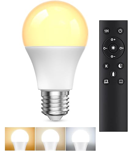 AILEMING Lampadina a LED E27, 12 W, 1000 lm, temperatura di colore 2700K-6500 K, dimmerabile con telecomando da 2,4 GHz, luce intelligente