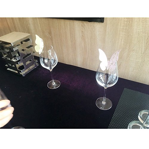 100 Stück Schmetterling Platzkarten ans Glas Hochzeit Namenskarten Weihnachten Taufe Party Glasanhänger für Weinglas Cup Deko Champagnerglas Geburtstag Tischdeko - 5