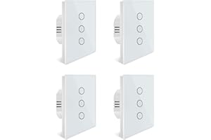 Alexa Rolladenschalter, UseeLink Smart Jalousien Vorhang Schalter, Kompatibel mit Alexa und Google Home, APP Fernbedienung und Timing-Funktion, Touch-Schalter, Nullleiter Erforderlich,4 Packs