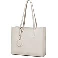 MORGLOVE Women's Tote Bag Large Handbag Soft Leather Simple Shoulder Bag with Zipper for School Work Leisure (A-Beige)