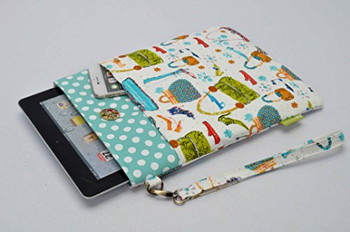 7 Zoll Tablet PC Tasche aus robusten Segelstoff bis zu einer Größe von 205x140mm „türkises Shopping“ - 2