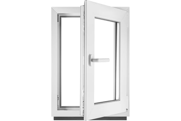 ‎BauPLAZA - Ventana PVC (reforzado) - ANCHO x ALTO 500 x 700 mm Derecha BLANCA Vidrio Transparente - doble acristalamiento 4/24/4 (doble cristal) - 50 x 70 cm OSCILOBATIENTE 1 Hoja Apertura