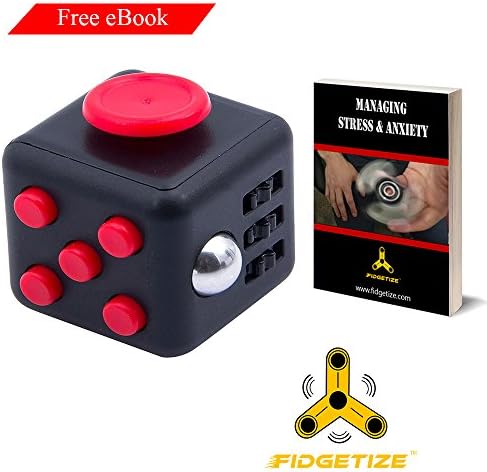 Fidgetize Fidget Dice Cube Anti Stress Anxiety Attention Toy with BONUS E-BOOK | Fidget Cube Prime with silent buttons for Children Adults