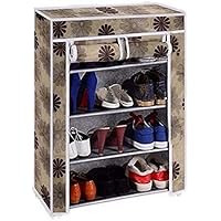 Ebee Store Iron Collapsible Shoe Stand (Beige, 4 Shelves)