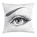 Produktbild Jolly2T Eye Throw Pillow Cushion Cover, Pencil Drawing Artwork of a Staring Female Eye with Long Lashes and a Curvy Eyebrow, Decorative Square Accent Pillow Case, 18 X 18 Inches, Grey White