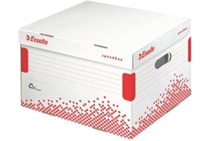 Esselte Boîte de Stockage et de Transport Speedbox, Couvercle Rabattable, Capacité : 5 Boîtes 80m ou 4 Boîtes 100mm, Blanc, 623913