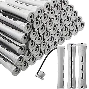 60 Pieces Hair Perm Rods Non-Slip Hair Rollers Plastic Cold Wave Rods Short Curlers Rod with Elastic Rubber Band Perming Rods Curlers Hairdressing Styling Tool (Gray,0.59 Inch)