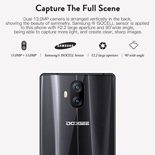 Smartphone Ohne Vertrag, DOOGEE MIX Lite 4G Dual SIM Handy Android 7.0 mit Fingerabdrucksensor, 5.2 Zoll HD IPS Display, 2GB RAM 16GB ROM, MT6737 Quad Core Prozessor, Dual 13 MP Hauptkamera - Schwarz