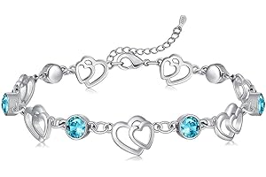 Cosie Lily Regalos Navidad Mujer Pulsera de Plata de Ley 925 con Amor Pulsera Corazón de Cristal Azul Regalo Madre Navidad