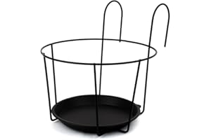 BESCH Macetero Colgante para Soporte de Macetas para Balcones, barandilla y jardineria. (22cm/8,6", Metal)