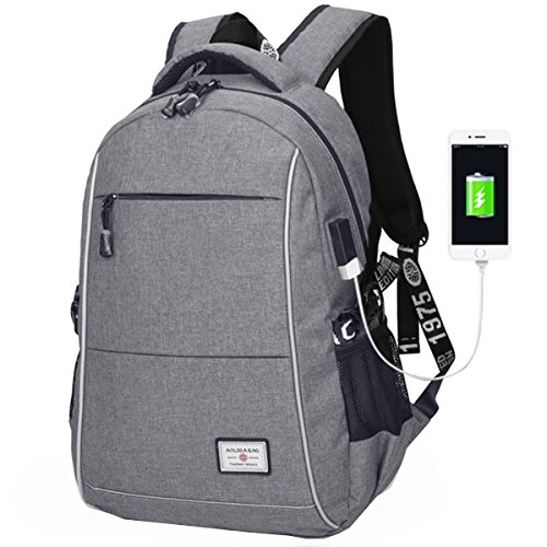 Travistar Oxford Herren Rucksack Jungen Schulrucksack Teenage Laptop Rucksack mit USB Ladeport fit 15 Zoll Laptop