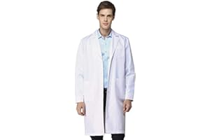 NAJZYBA Blouse Blanche Chimie Lycee Coton laboratoire Blouse Medicale blanc manches longues Blouse medicale femme/homme