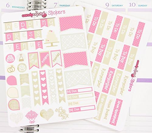 2 x MATTE VINYL Wedding Planner Themed - Personal Planner Sticker Sheets Erin Condren Organiser