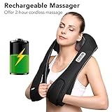 Neck Shoulder and Back Massager Cordless Shiatsu Massage with Heat, Adjustable Intensity and Rechargeable Design for Neck, Back, Shoulders, Thigh, Foot in Home Office Car - Naipo