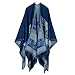 Produktbild hippolo Damen Color Block vorne offen Decke Poncho Floral Navy