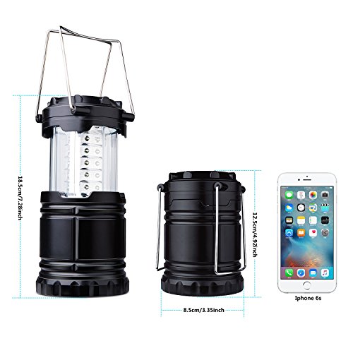 LED Camping Laterne,Diealles 2 Stück LED Campinglampe Faltbar 30 LEDs,Batteriebetrieb,Wasserdicht, Außenleuchte für Wandern, Camping, Notfall, Angeln, Nachtlicht,Einfache Ein / Aus - 2