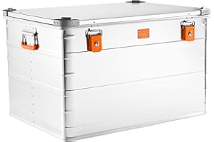 Alubox Alukiste abschließbar E241-47 - Premium Aluminium Lagerbox 198 Liter - Deckel mit Aluminium Druckguss Stapelecken und Gummidichtung - inklusive Schlösser - Bodenmaß E241 - Innenhöhe 47cm