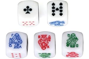 QUEAMBLER HARMILIY Sei Facce Poker Dadi Poker Dice per Casinò Poker Card Festa Gioco Accessori, 16mm Confezione da 5Pezzi