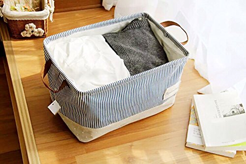 dokehom DKA0611BBS Baumwolle Leinen Quadratisch Aufbewahrung Wäschekorb, erhältlich in 5 Farben blau - 6