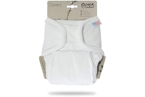 Petit Lulu Cloth Nappy Wrap | One Size (11-35.2 lbs) | Snaps | Washable Diaper Wrap | Cloth Nappies | Made in Europe (White)