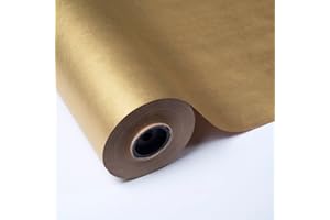 PAKOT | Rollo Papel Regalo Kraft Verjurado Oro 60gr - Bobina Grande 70CM X 100M - Ideal Embalaje de Tiendas