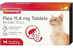 Beaphar - Flea Tablets for Cats and Kittens - 3 treatment pack – Rapid Knock Down of Fleas – STARTS TO KILL FLEAS IN 15 MINUTES - Kills 100% of Fleas within 24hrs - For Cats from 4 Weeks Old