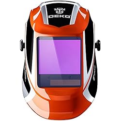 DEKO Masque de Soudure à énergie Solaire Automatique de Capot Professionnel Avec, Lentille Large Gamme de Stores Ajustable 4/9-13 pour Casques de Soudure pour Soudure à l'arc Mig Tig (Orange)