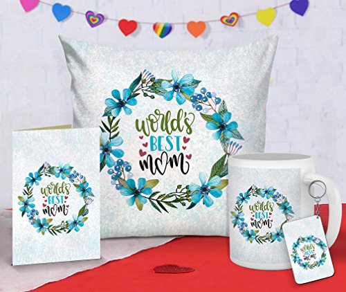 TIED RIBBONS from Son | Gift for Mother | Gift for Mothers Day | Combo Pack(Cushion with Filler,Coffee Mug,Greeting Card, Keychain)