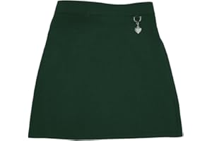 Ozmoint Girls School Uniform Heart Lycra Stretch Half Elasticated Waistband Skirt Skirts Grey Black Navy Bottle Green Brown Skirts (3-16 Years)