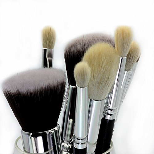 FEIYAN Make-up Pinsel Sets Natürliche Ziegenhaar Synthetische Make-up Pinsel Set Professionelle Kabuki Makeup Foundation Eyeliner Lip Powder Kosmetik Pinsel Kit mit Reißverschluss Tasche (8 Stück, Schwarz) - 3