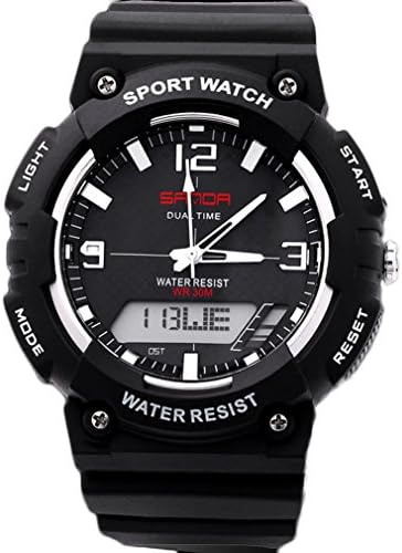Dual Movement Analog Quartz lectronic Sport Watch Chronograph Automatic Waterproof Wristwatches Black