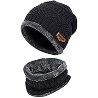 Handcuffs 2-Pieces Winter Beanie Hat Scarf Set Warm Knit Hat Thick Fleece Lined Winter Hat & Scarf For Men Women