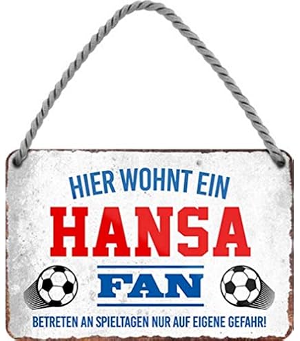Retro Blechschild „Hier Wohnt Ein Frankfurt Fan“ – 18x12 Cm, Metallschild Mit Kordel
