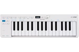 Arturia - Keystep MK2 - Controlador MIDI portátil, secuenciador y arpegiador - 32 teclas delgadas, pantalla OLED, secuenciador de pasos polifónico, arpegiador de 16 modos, compatible con CV - Blanco