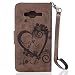 Galaxy J3 2016 Case,Samsung J3 2016 Wallet Case,Leeook Retro Elegant Pretty Creative Borwn Embossing Love Heart Butterfly Flower Flip PU Leather Fold Wallet Pouch Case with Strap Stand Credit Card ID Cash Holders Book Style Stand Function Magnetic Closure Case Cover for Samsung Galaxy J3 2016 + 1x Black Stylus