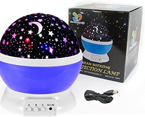 Night Light Lamp with 12 Soft Musical Star Lighting Lamp Projector 4 beads 360 Degree Romantic Lamp Relaxing Mood Baby Nursery Bedroom Children Room Christmas Gift Purple