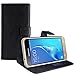 Produktbild eFabrik Bookstyle Case für Samsung Galaxy J3 2016 Tasche DUOS Schutz Hülle Cover Schutzhülle Schutztasche Aufsteller Innenfächer Leder-Optik schwarz