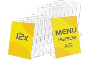 TAPKUA A5 Table Stand, Pack of 12, Transparent Acrylic Table Stand, L-Shape Stand for Office, Restaurant, Shop, Hotel, Counter (Pack of 12 - A5)