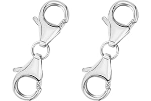 ALEXCRAFT Lot de 2 fermoirs à double mousqueton en argent sterling 925 plaqué or pour bracelets, colliers, bijoux