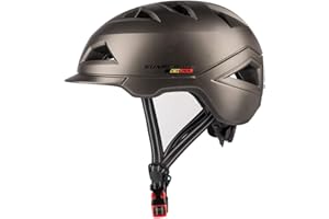 SUNRIMOON Adult Bike Helmet with Rechargeable USB Light, Urban Commuter Lightweight Cycling Helmet Adjustable Size for Men/Women 22.44-24.41 Inches
