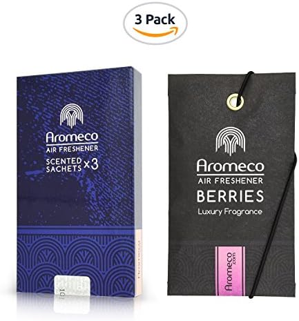 Aromeco Car Air Freshener - Wardrobe Freshener - Shoe Freshener - Toilet Freshener - Room Freshener - Handbag Freshener - Scented Sachet - Luxury Fragrance - Berries, Pack of 3