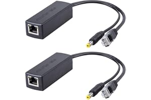 [2 Pack] 10Gtek® Active PoE Splitter Adattatore, 48V to 12V, IEEE 802.3af Compliant 10/100Mbps up to 100 Meters for Surveillance Camera, Wireless Access Point and VoIP Phone