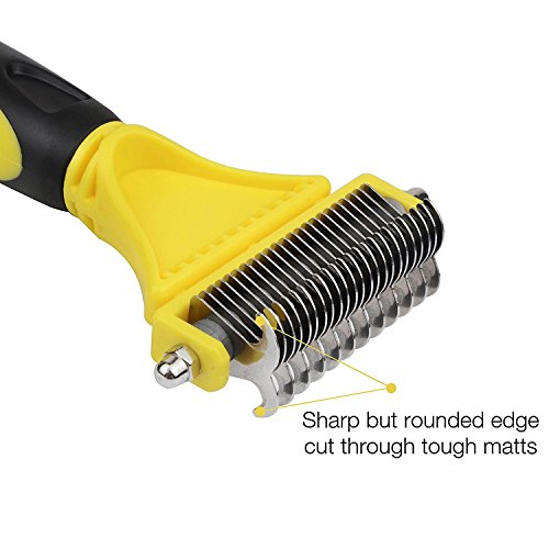 Pet-Dematting-Comb-with-Double-Sided-Dematting-Rake-By-Vaxuia-Remove-Loose-UndercoatMatted-Tangles-and-KnotsGreat-Pet-Dog-Cat-Grooming-Tool-for-Brushing-and-Deshedding